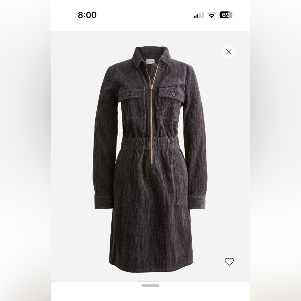 Jcrew Zip Front Cinched Dress NWOT 6